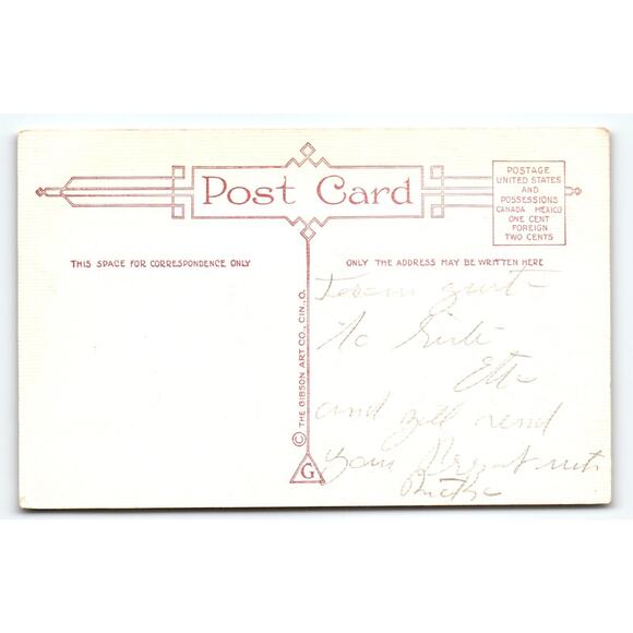 Vintage Christmas Postcard Red Poinsettia Flowers The Gibson Art Co. - Picture 2 of 2